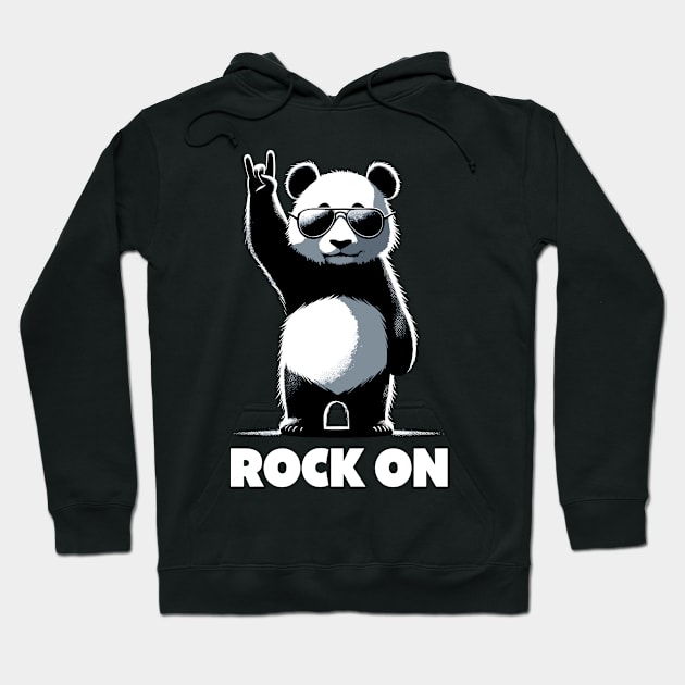 Retro Panda Rock Music Gift Funny Panda Hoodie by KsuAnn